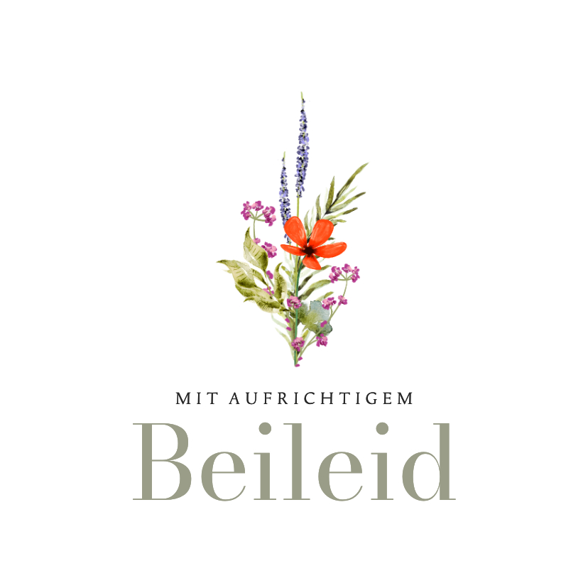 Beileidskarten - Beileidskarte Blumenstrauß schlicht grün weiss