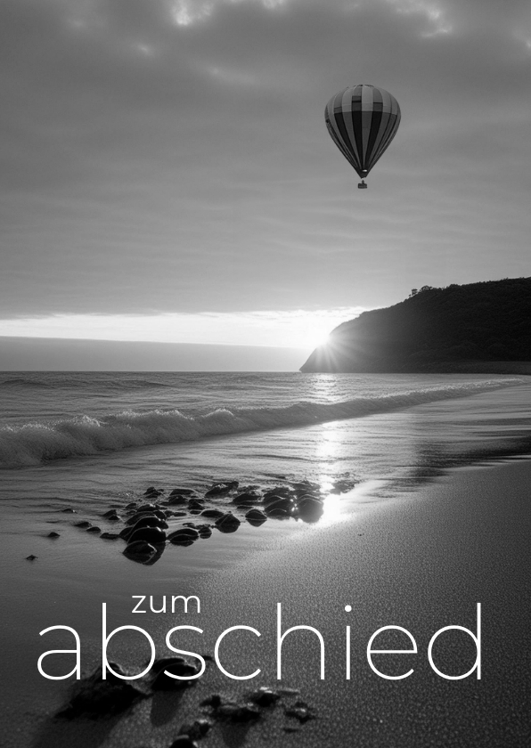 Beileidskarten - Karte Zum Abschied Heißluftballon am Strand