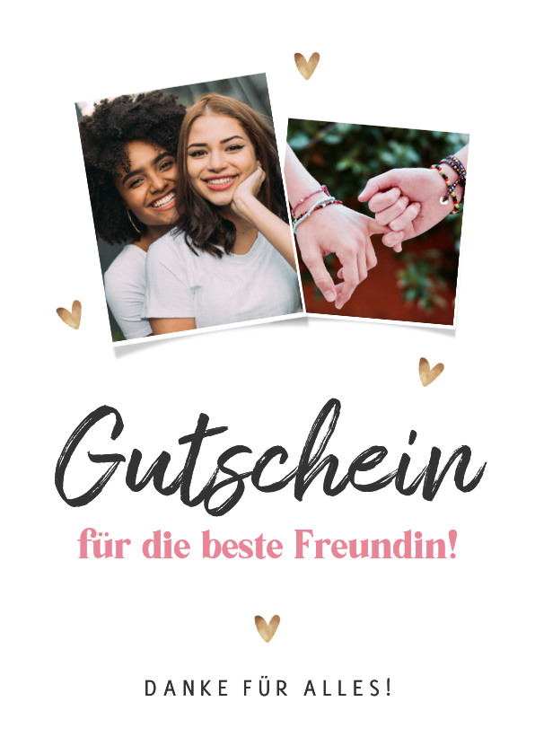 Dankeskarten - Fotocollage Dankeskarte Gutschein allerbeste Freundin