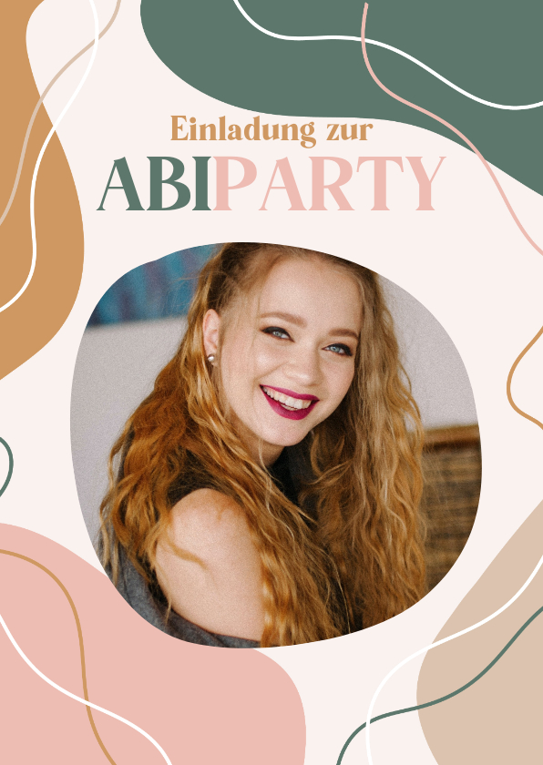 Einladungskarten - Einladung Abiparty rosa-grün mit Foto