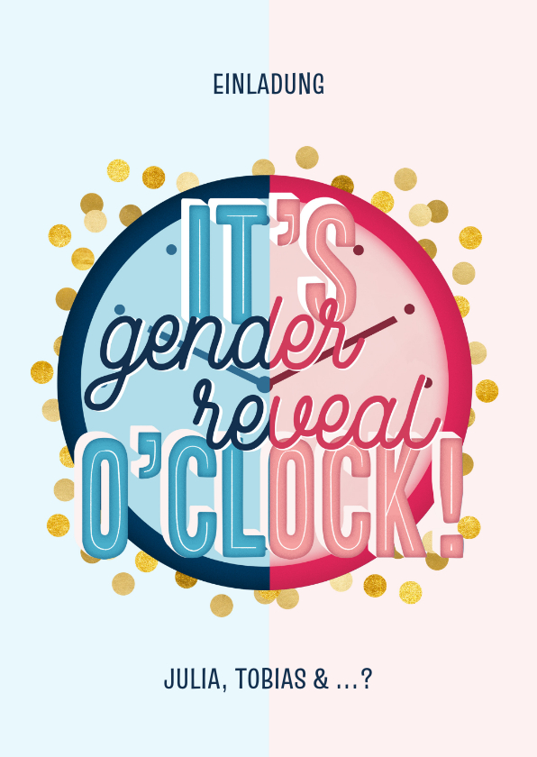 Einladungskarten - Einladung 'Gender Reveal O'Clock'