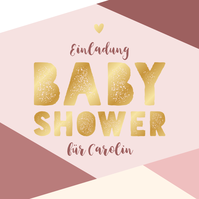 Einladungskarten - Einladung rosa Babyshower Gold