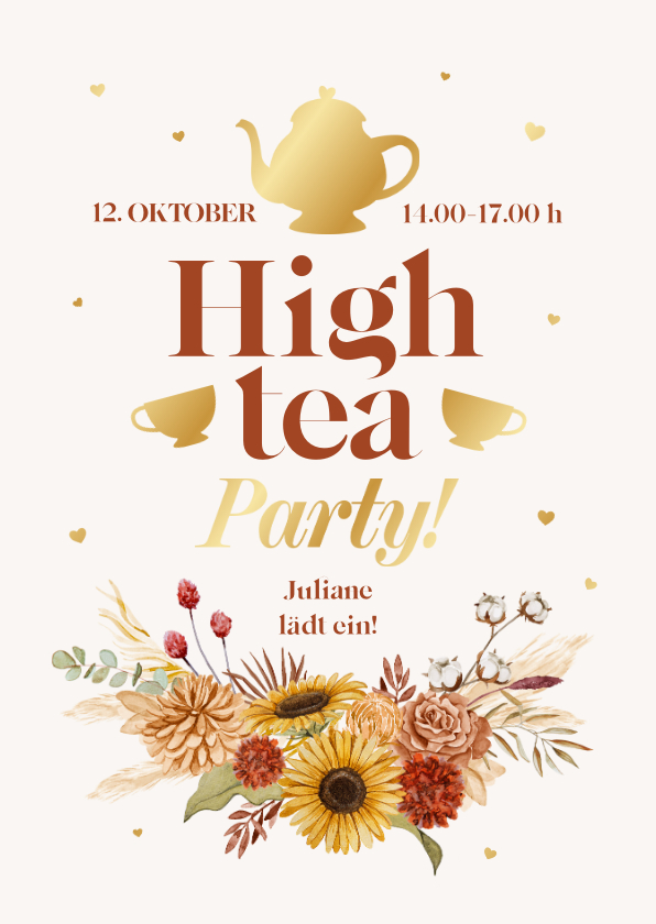 Einladungskarten - Einladung zur High-Tea-Party Sommerblumen