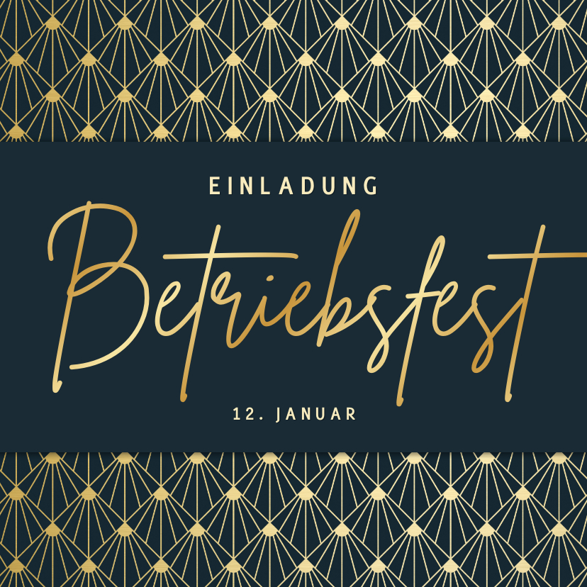 Einladungskarten - Einladungskarte Betriebsfest dunkelblau Goldmuster