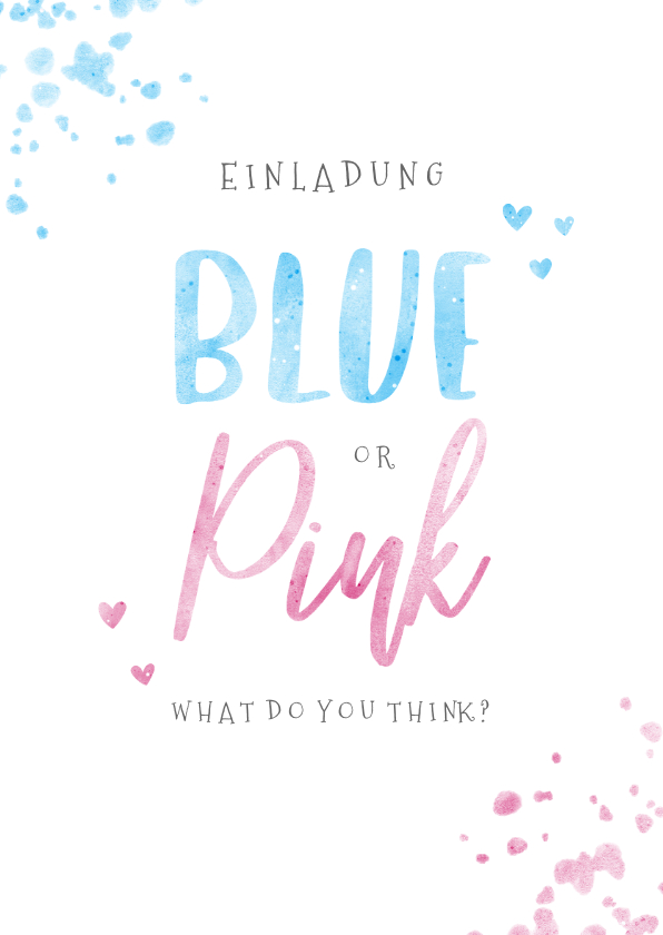 Einladungskarten - Einladungskarte 'Blue or Pink' Gender Reveal Party