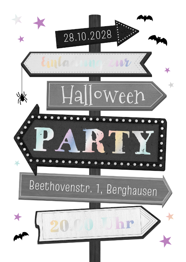Einladungskarten - Einladungskarte Halloweenparty Wegweiser