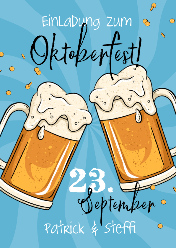 Einladungskarten - Einladungskarte Mottoparty Oktoberfest Maß Bier