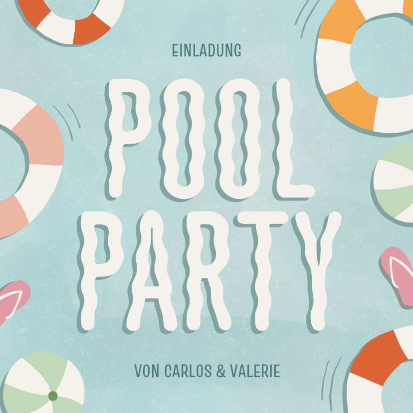 Einladungskarten - Einladungskarte zur Poolparty Schwimmringe