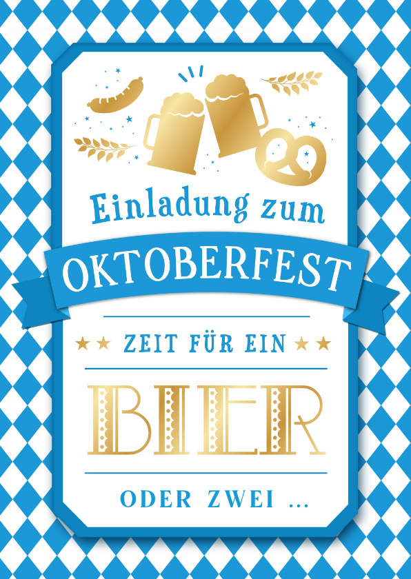 Einladungskarten - Oktoberfest Einladungskarte Blau-Weiß