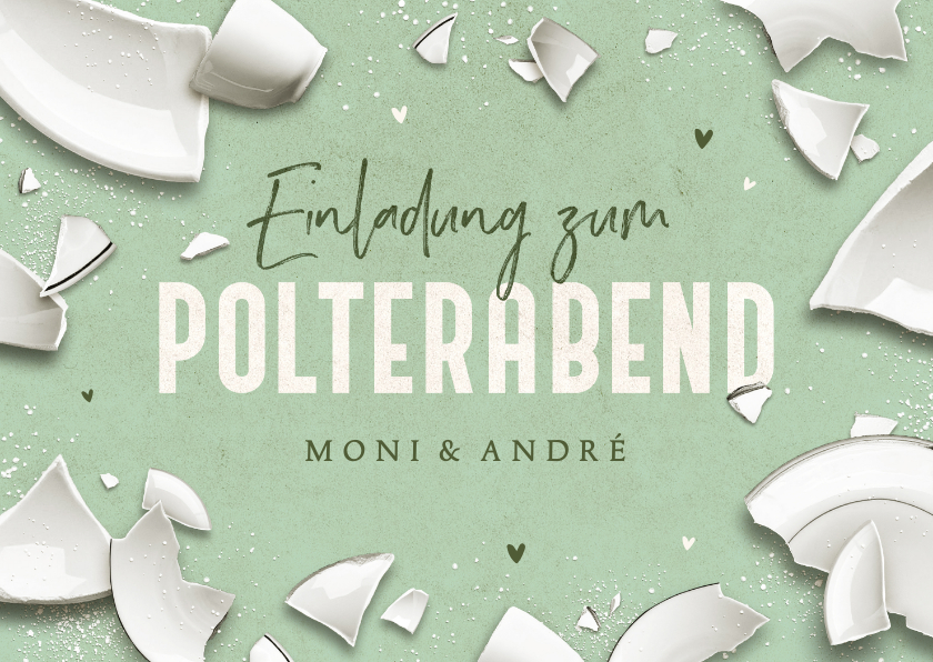 Einladungskarten - Polterabend-Einladungskarte Scherben