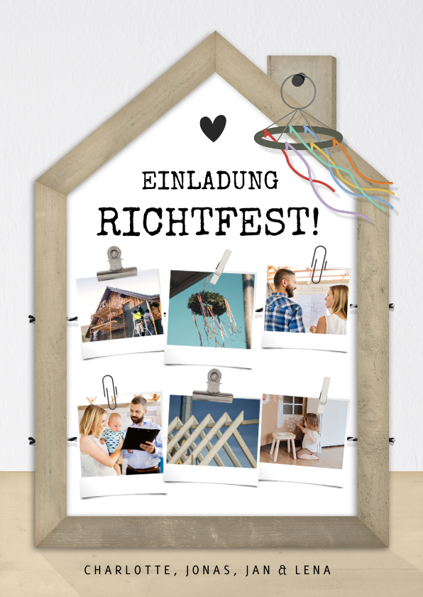 Einladungskarten - Richtfest-Einladungskarte Haus mit Fotos