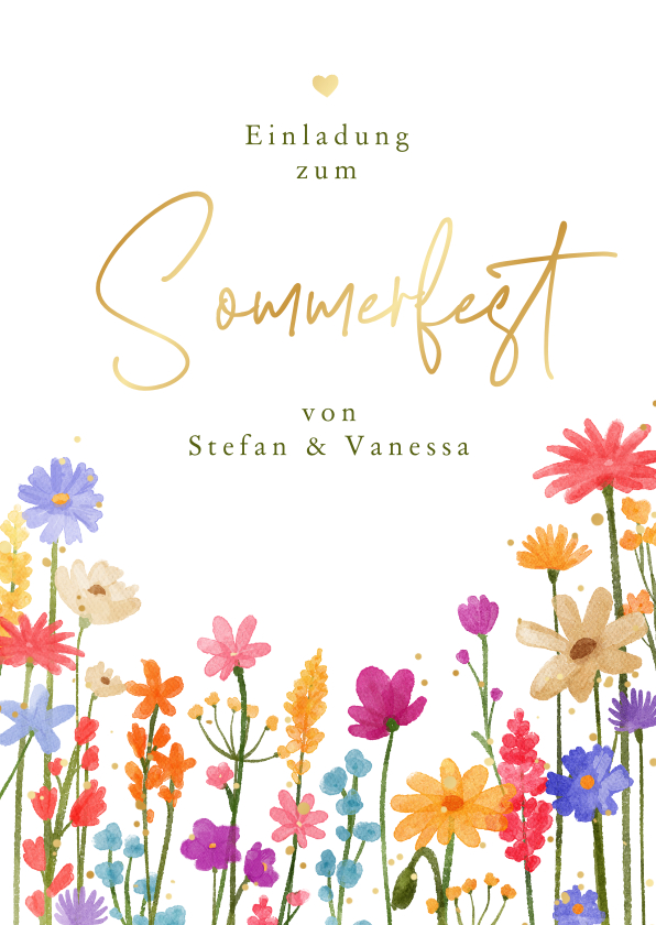 Einladungskarten - Sommerfest-Einladungskarte Blumenwiese