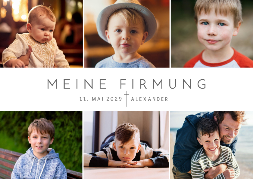 Firmungskarten - Fotocollage Firmung Einladungskarte minimalistisch