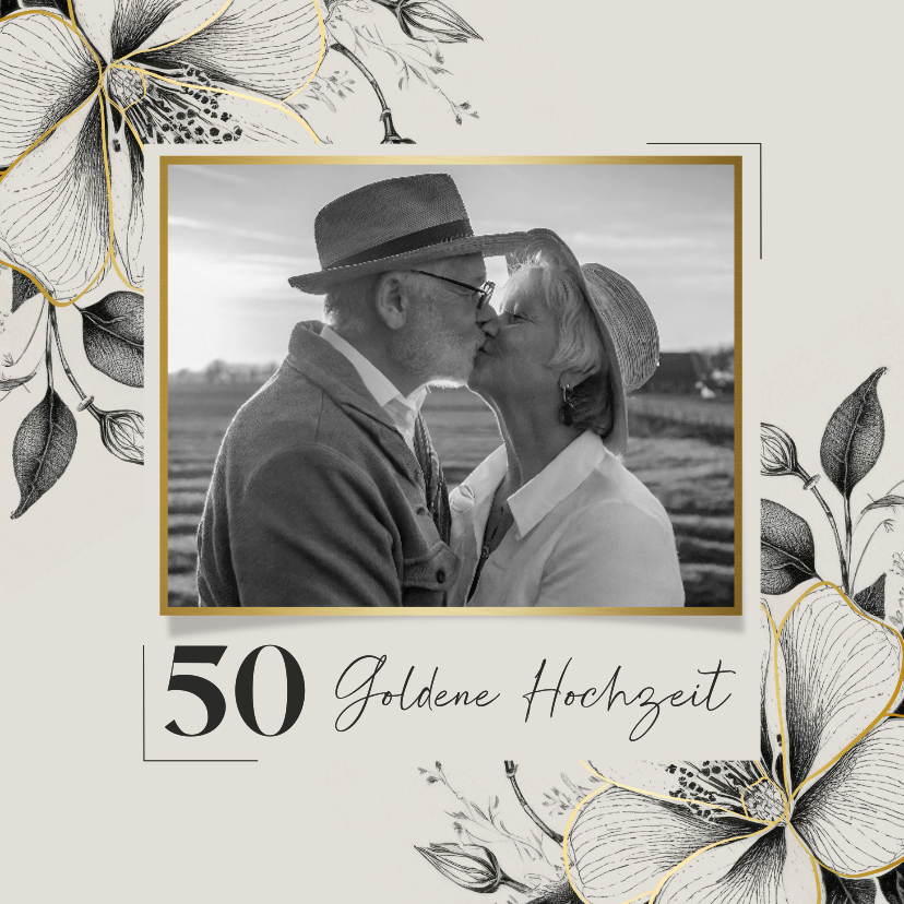 Fotokarten - Foto-Glückwunschkarte vintage Blumen Hochzeitsjubiläum