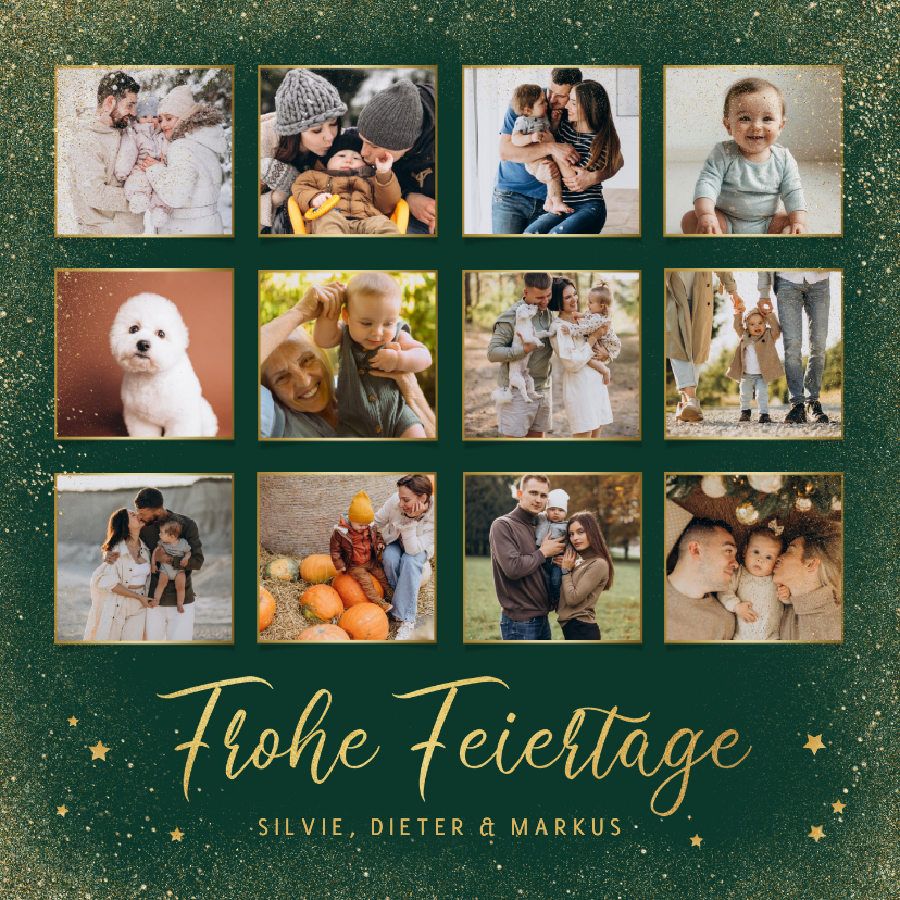 Fotokarten - Foto-Weihnachtsgrußkarte 'Frohe Feiertage' grün