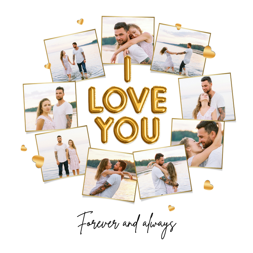 Fotokarten - Fotocollage 'I love you forever and always' mit 9 Fotos 