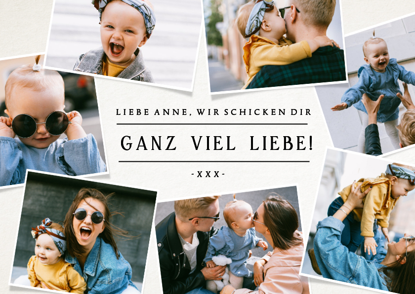 Fotokarten - Fotocollage-Karte 'Ganz viel Liebe' mit 7 Fotos