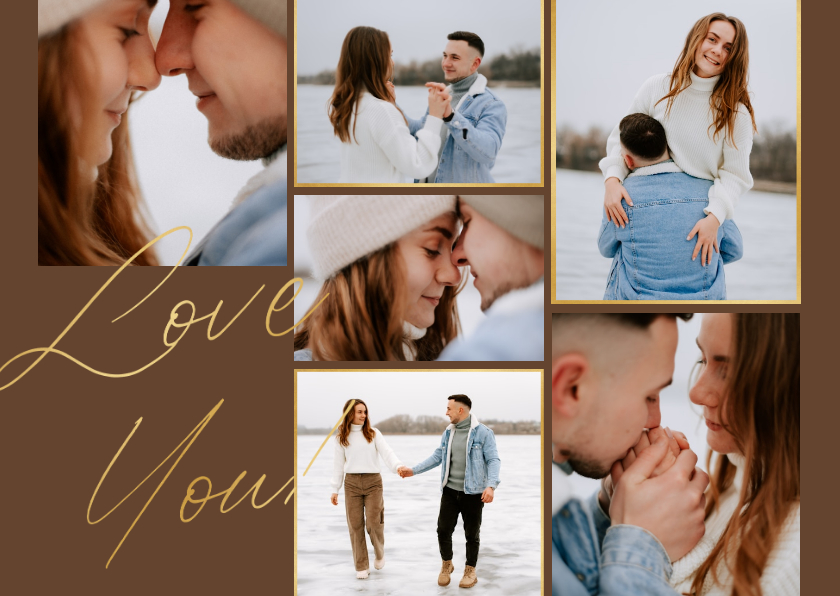 Fotokarten - Fotocollagekarte 'I love you' mit 6 Fotos 