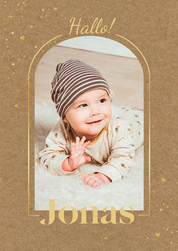 Fotokarten - Fotokarte zur Geburt Kraftpapier & Gold