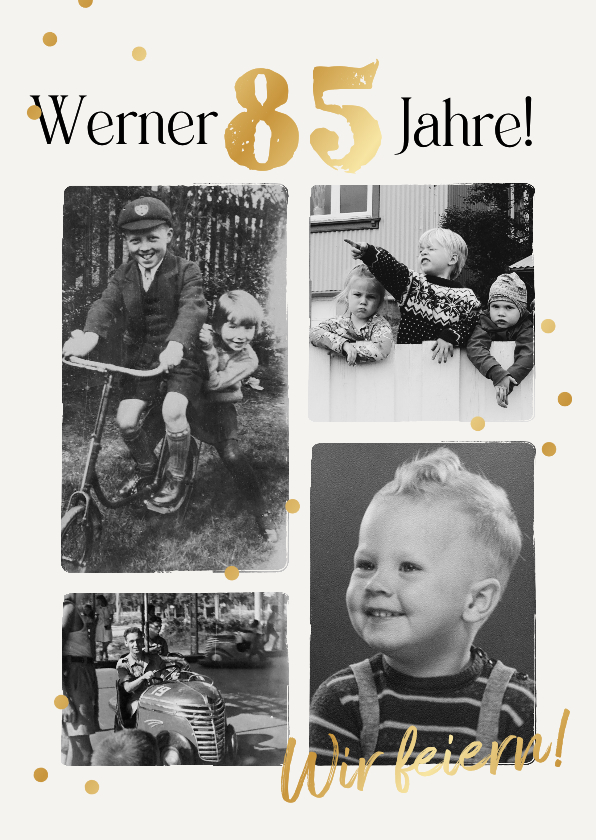 Fotokarten - Geburtstagseinladung vintage Fotocollage 85. Geburtstag