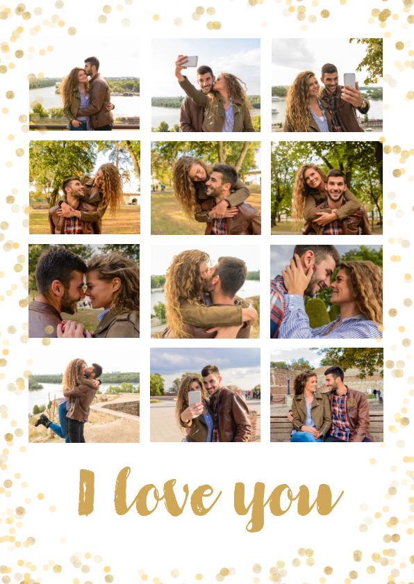 Fotokarten - Moderne Fotocollage 'I love you' mit 12 Fotos 