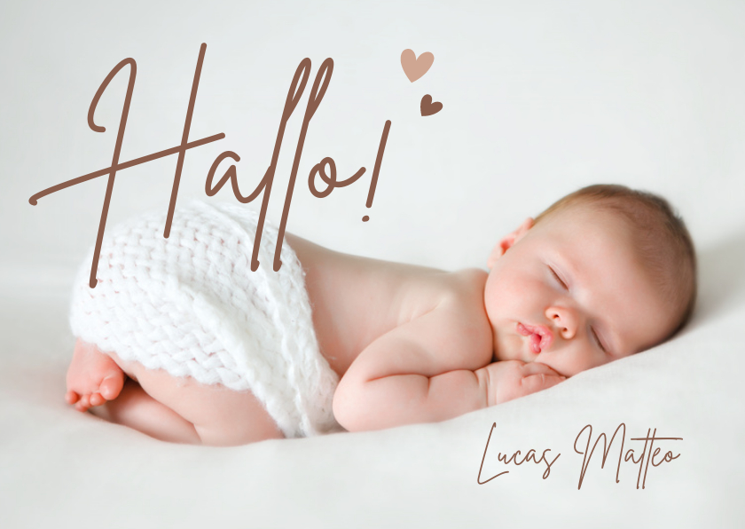 Fotokarten - Persönliche Fotokarte 'Hallo!' zur Geburt