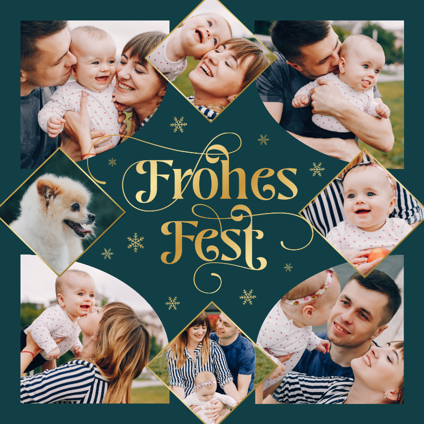 Fotokarten - Weihnachtsgrußkarte Familienfotos 'Frohes Fest'