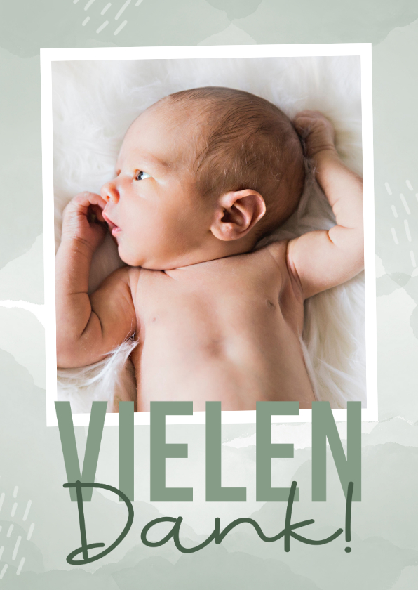 Geburtskarten - Fotokarte Danksagung zur Geburt grünes Aquarell