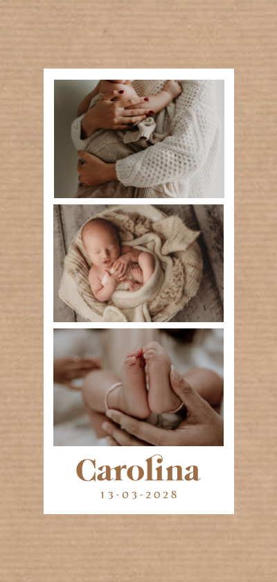 Geburtskarten - Geburtskarte Fotocollage und Kraftpapier