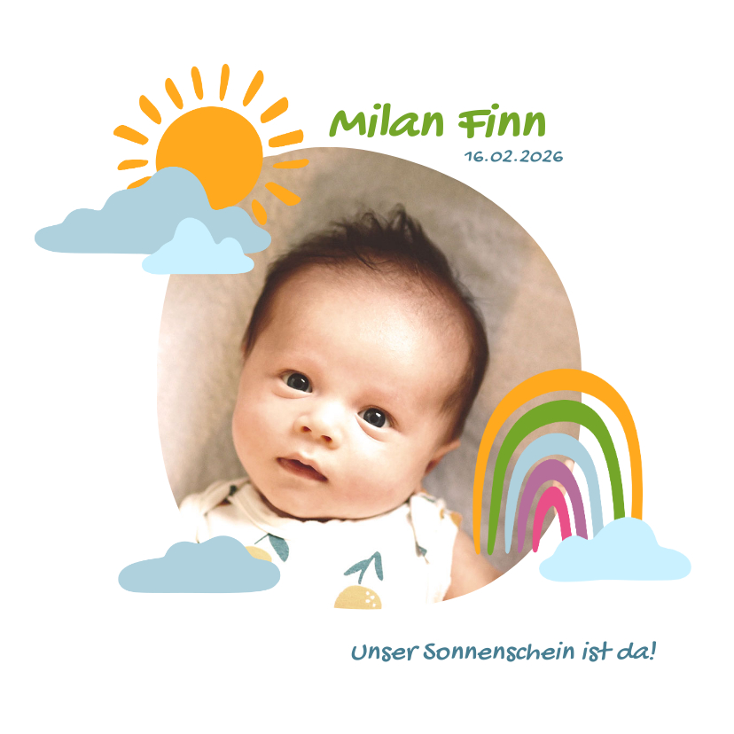 Geburtskarten - Geburtskarte mit Foto "Unser Sonnenschein"