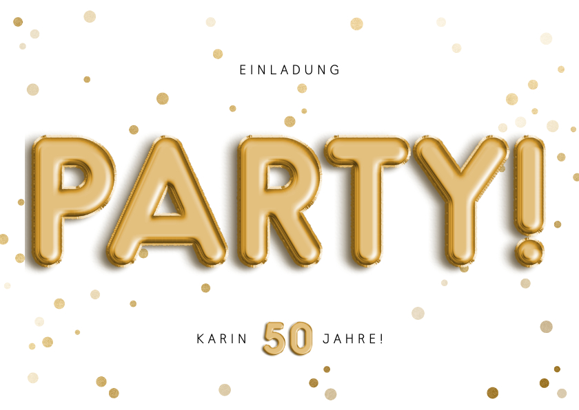 Geburtstagseinladungen - Einladungskarte mit Party Folienballons und Konfetti