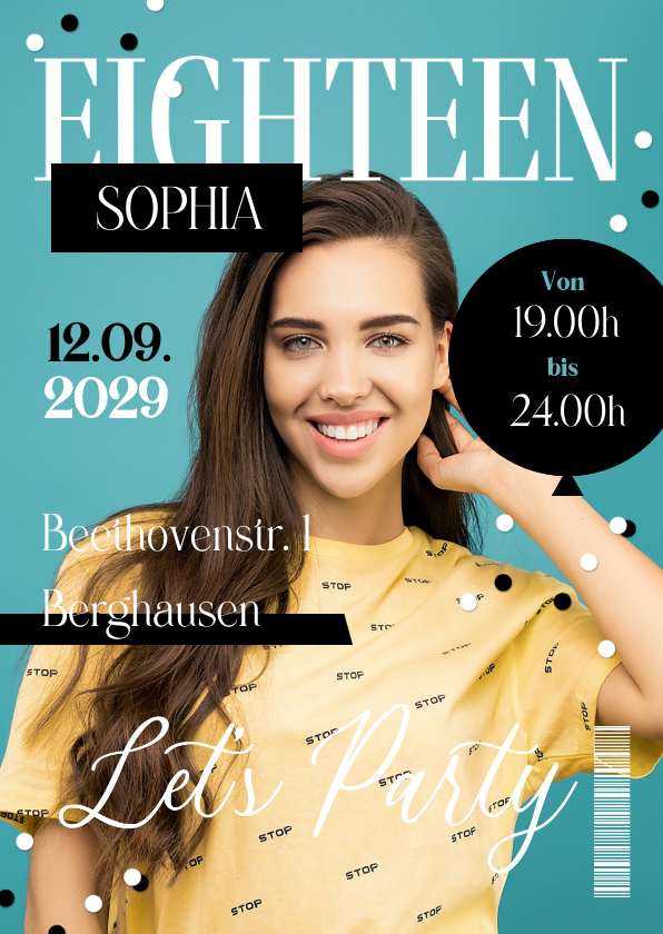 Geburtstagseinladungen - Foto-Einladung 18. Geburtstag Magazine 'Eighteen'