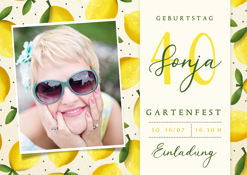 Geburtstagseinladungen - Fotokarte Geburtstagseinladung Sommerfest Zitronen