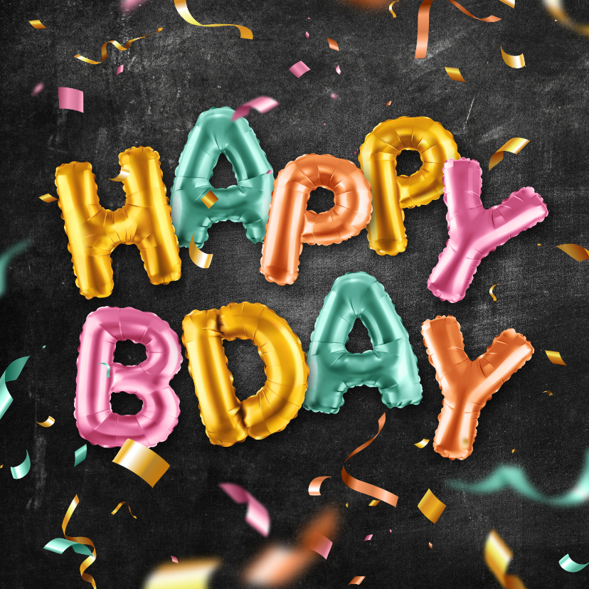Geburtstagskarten - Geburtstagsgrüße 'Happy Bday' bunte Folienballons