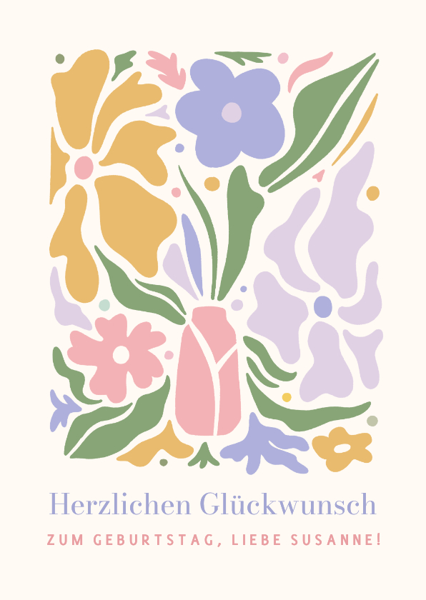 Geburtstagskarten - Geburtstagskarte abstrakte Blumen in Vase Design