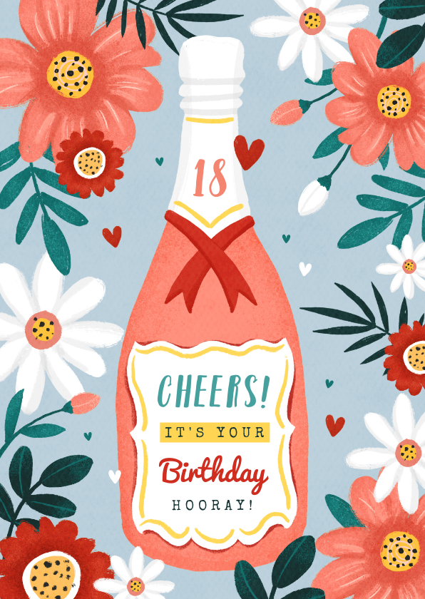 Geburtstagskarten - Geburtstagskarte Champagner zum 18. Geburtstag