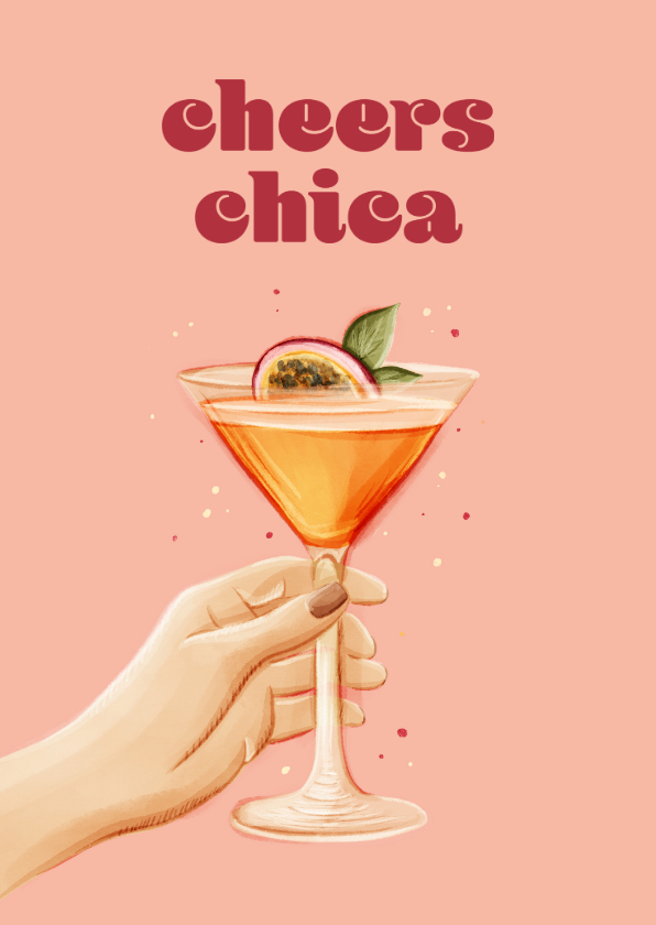 Geburtstagskarten - Geburtstagskarte 'Cheers Chica' Hand mit Cocktail