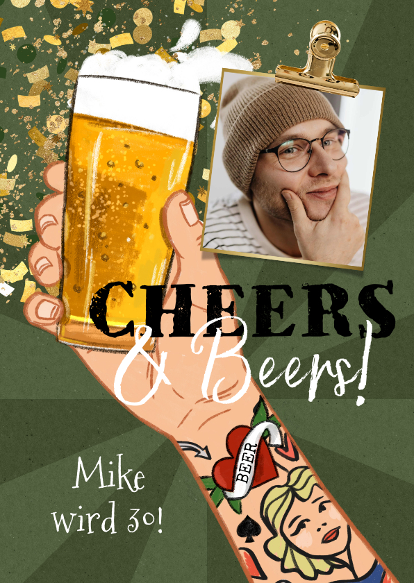 Geburtstagskarten - Geburtstagskarte 'Cheers & Beers' Bierglas 