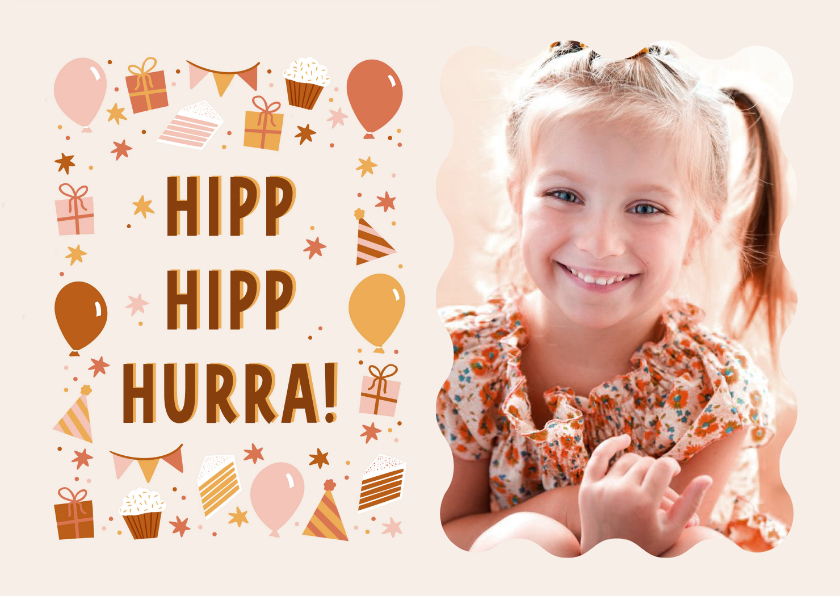 Geburtstagskarten - Geburtstagskarte Kind 'Hipp Hipp Hurra' Mädchen