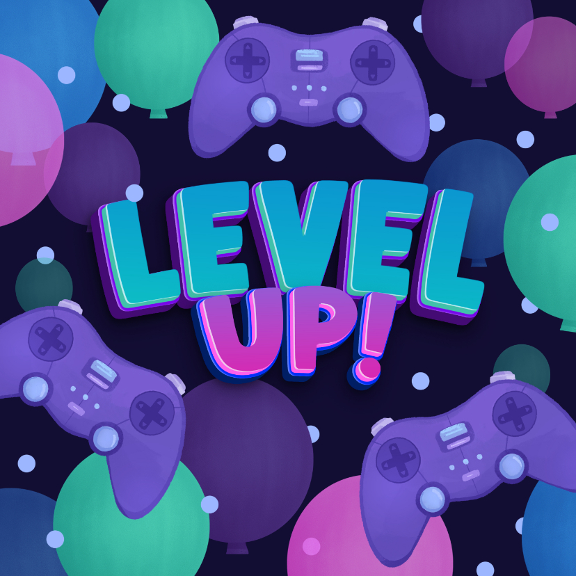 Geburtstagskarten - Geburtstagskarte 'Level Up' Gaming Spiele