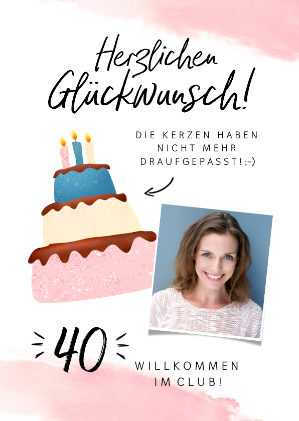 Geburtstagskarten - Glückwunschkarte Geburtstag Frau Kerzen auf Torte