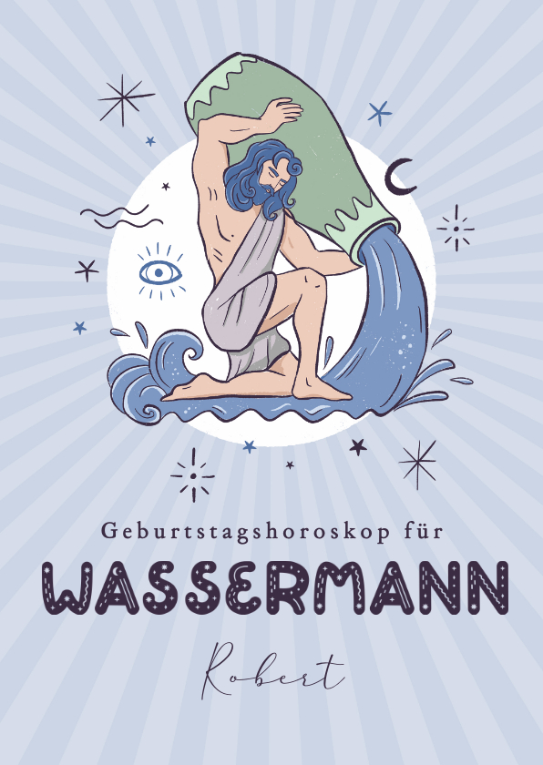 Geburtstagskarten - Horoskop-Geburtstagskarte Wassermann