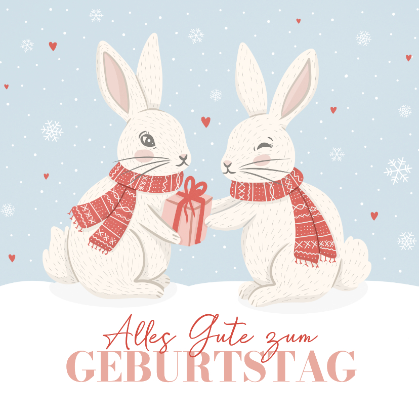 Geburtstagskarten - Winter-Geburtstagskarte Kaninchen im Schnee Geschenk