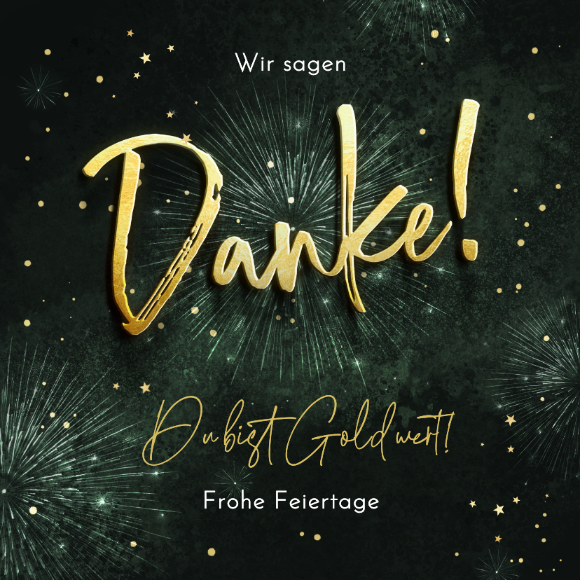 Geschäftliche Weihnachtskarten - Dankeskarte Feuerwerk Weihnachten und Neujahr geschäftlich