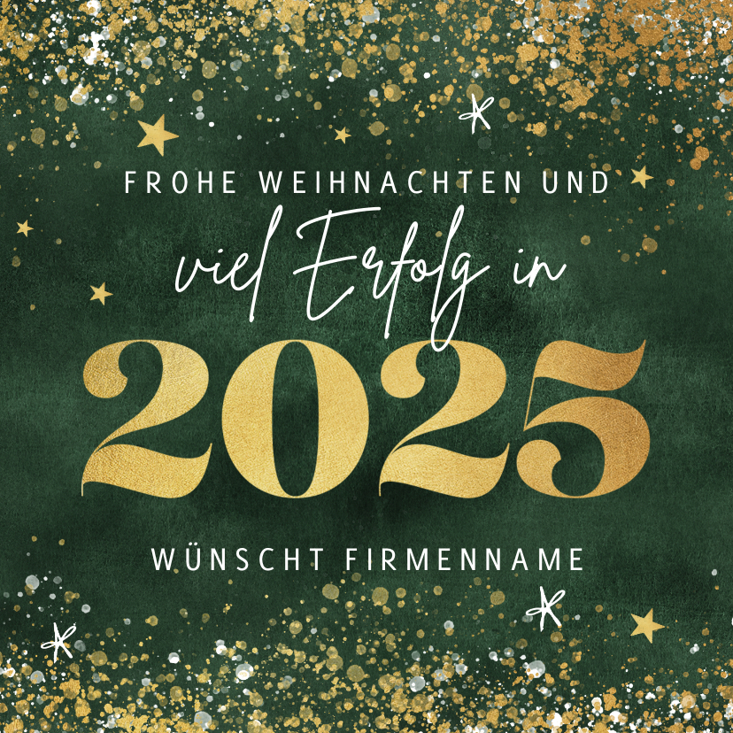 Geschäftliche Weihnachtskarten - Firmen-Weihnachtskarte mit Jahreszahl in Goldlook