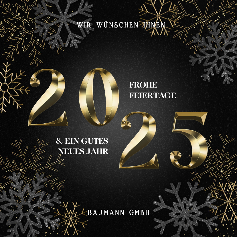 Geschäftliche Weihnachtskarten - Firmenweihnachtskarte 2025 Goldlook