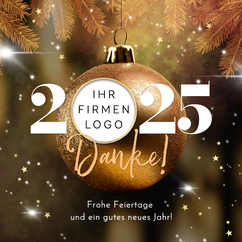 Geschäftliche Weihnachtskarten - Geschäftliche Dankeskarte Weihnachtskugel mit Logo