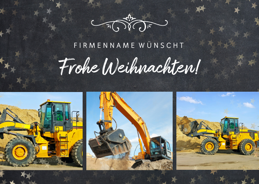 Geschäftliche Weihnachtskarten - Geschäftliche Weihnachtskarte mit 3 Fotos und Ornamenten