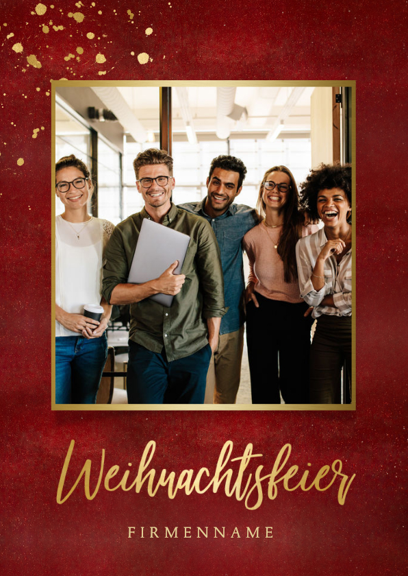 Geschäftliche Weihnachtskarten - Stilvolle Einladung zur Weihnachtsfeier mit Foto