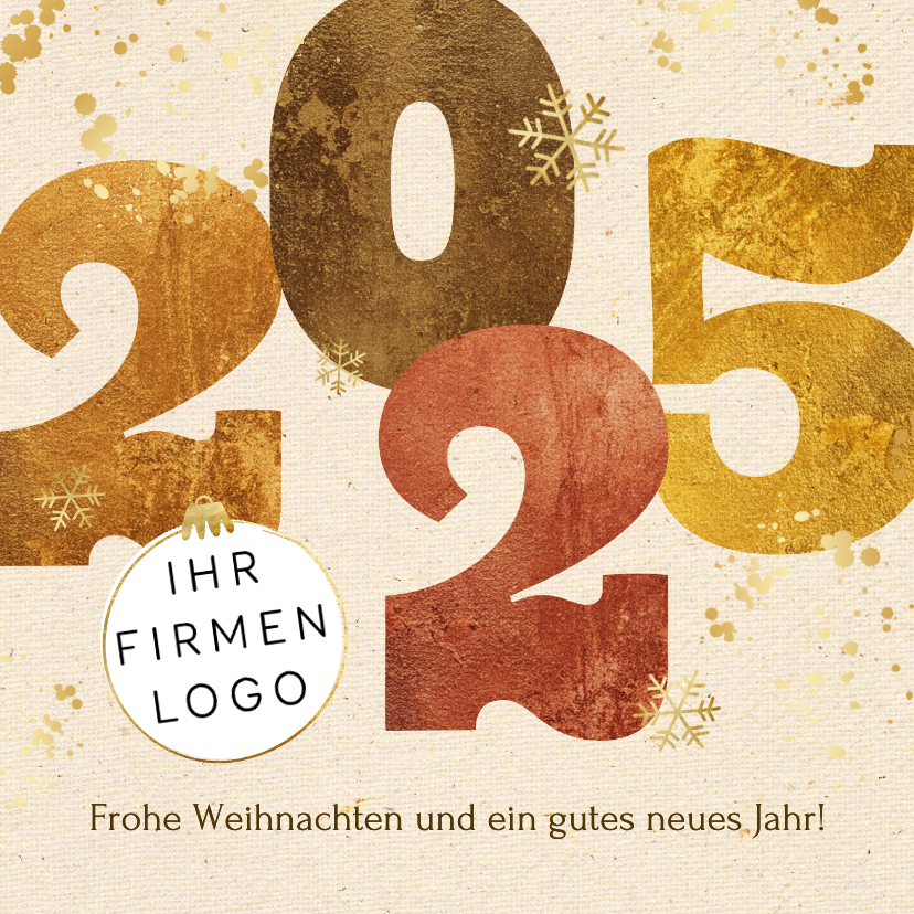 Geschäftliche Weihnachtskarten - Weihnachtskarte Firma 2025 retro beige